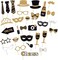 30PCS Black & Gold Photo Booth Props – Hats, Masks, Lips, Ties & More for Birthday, Wedding & New Year
